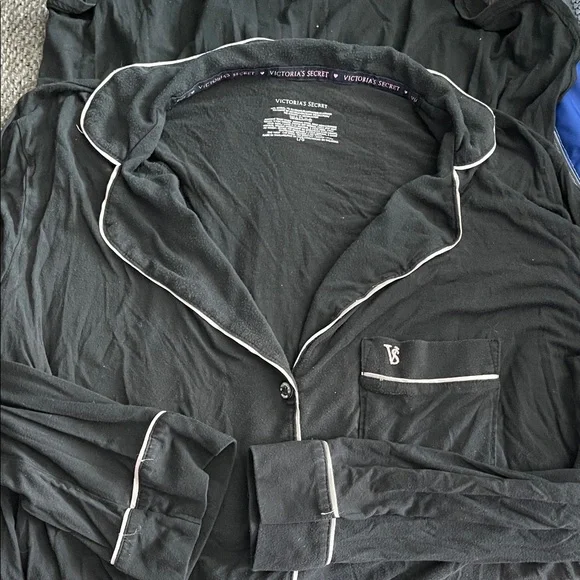 Victoria's Secret Black Modal Button-Front Sleep Shirt with Pink Trim - Picture 4 of 5